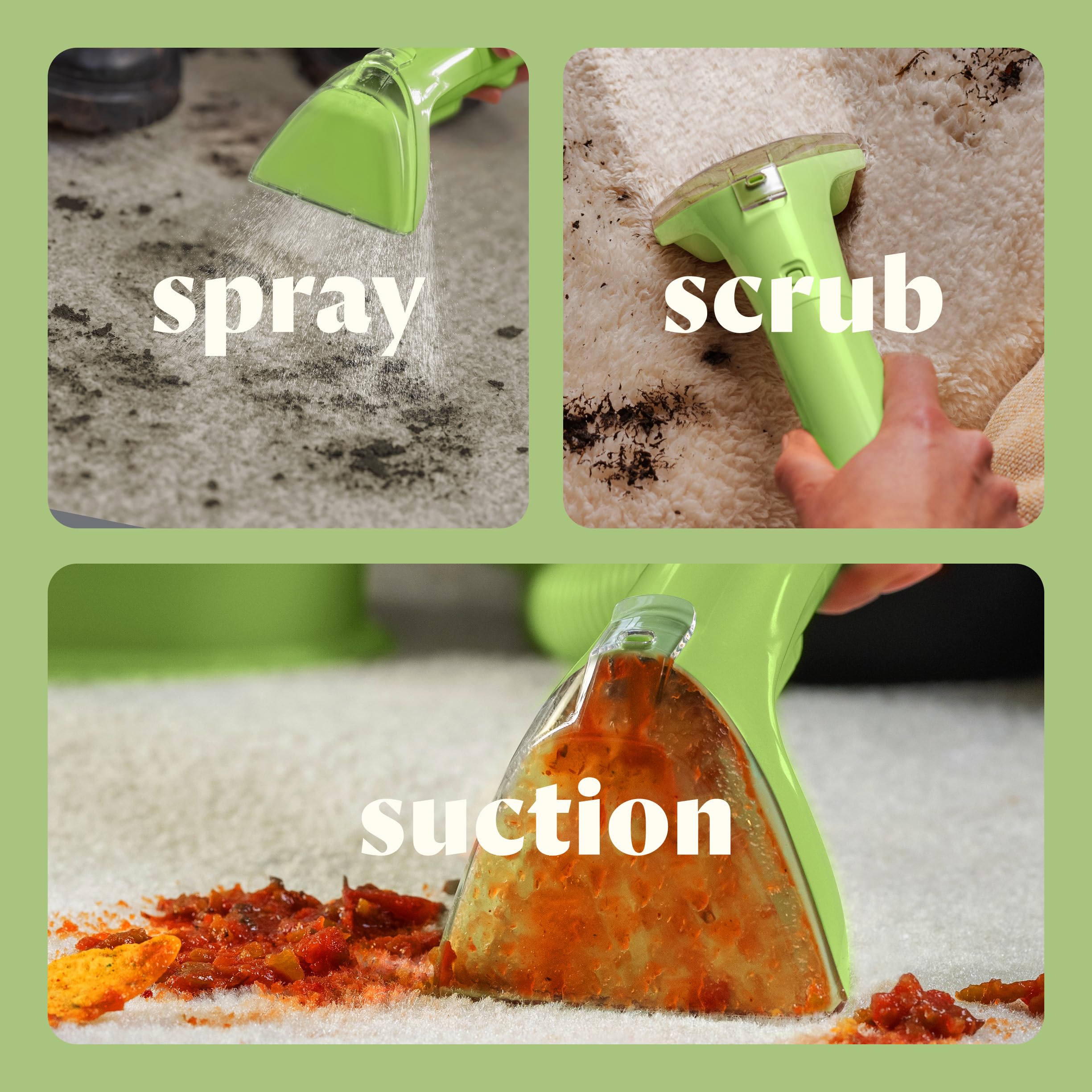 BISSELL Little Green Mini 4in Tough Stain Tool targeting stubborn spots