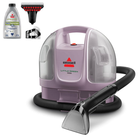 Bissell Little Green Mini compact cleaner in dusk pink, front view, ideal for quick cleanups