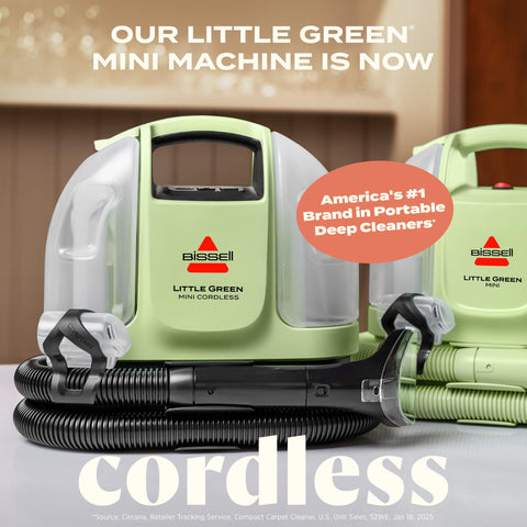 Bissell Little Green Mini cordless cleaner with 4-inch Tough Stain Tool for tough stains