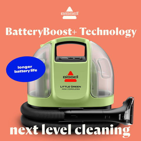 Bissell Little Green Mini cordless cleaner with HydroRinse self cleaning hose tool
