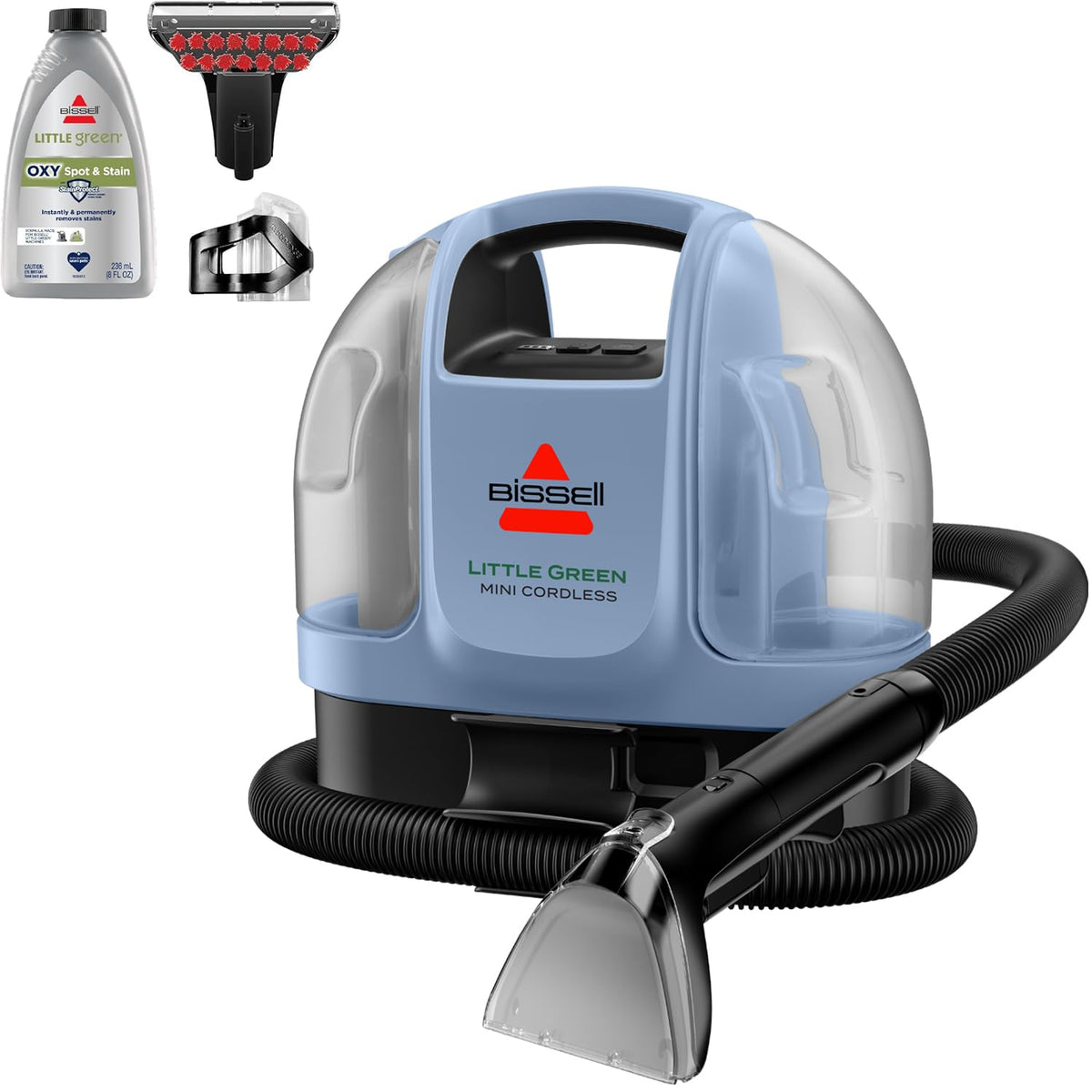 Bissell Little Green Mini cordless cleaning on the go for upholstery and car interiors.