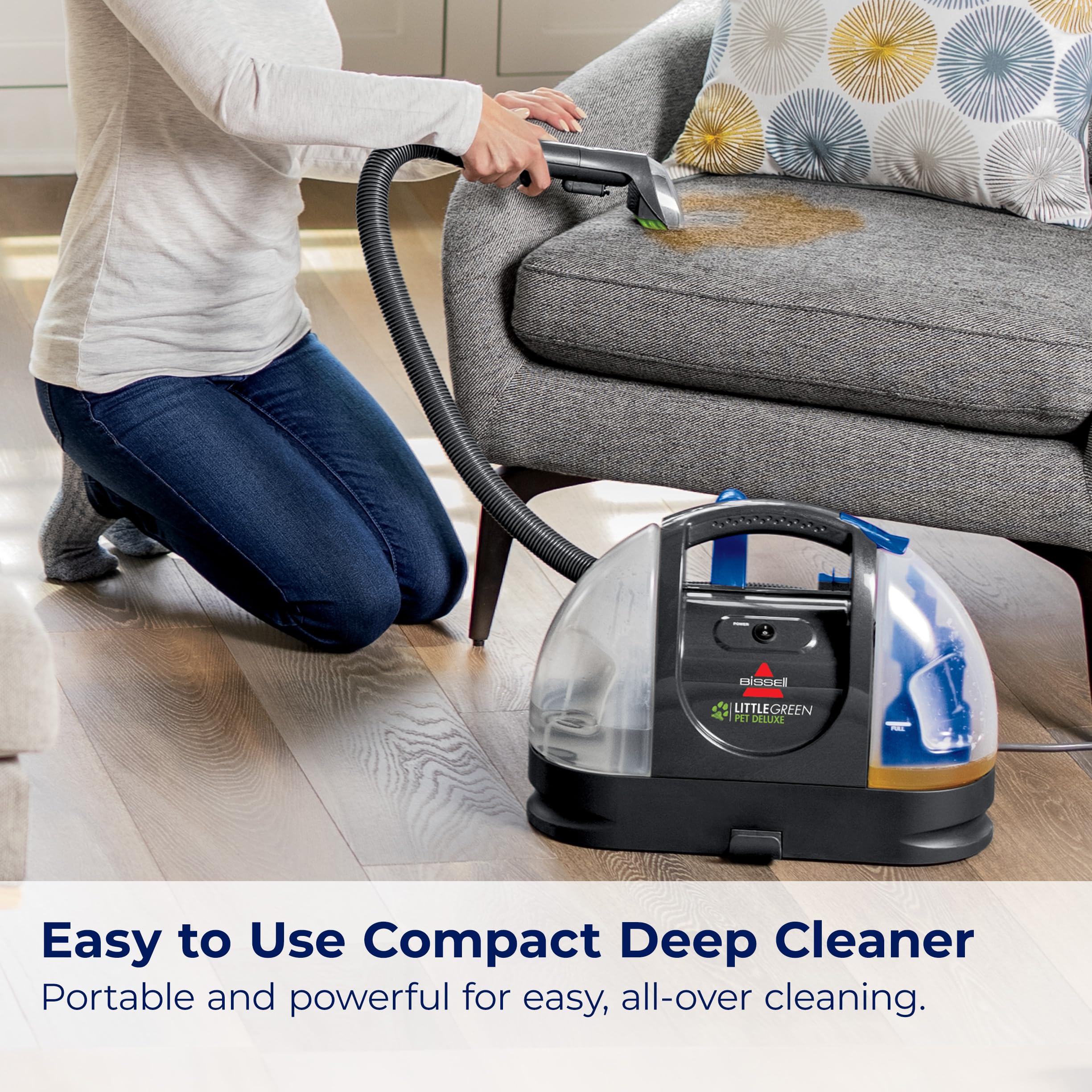 Bissell Little Green Pet Deluxe used for car interior cleaning on the go