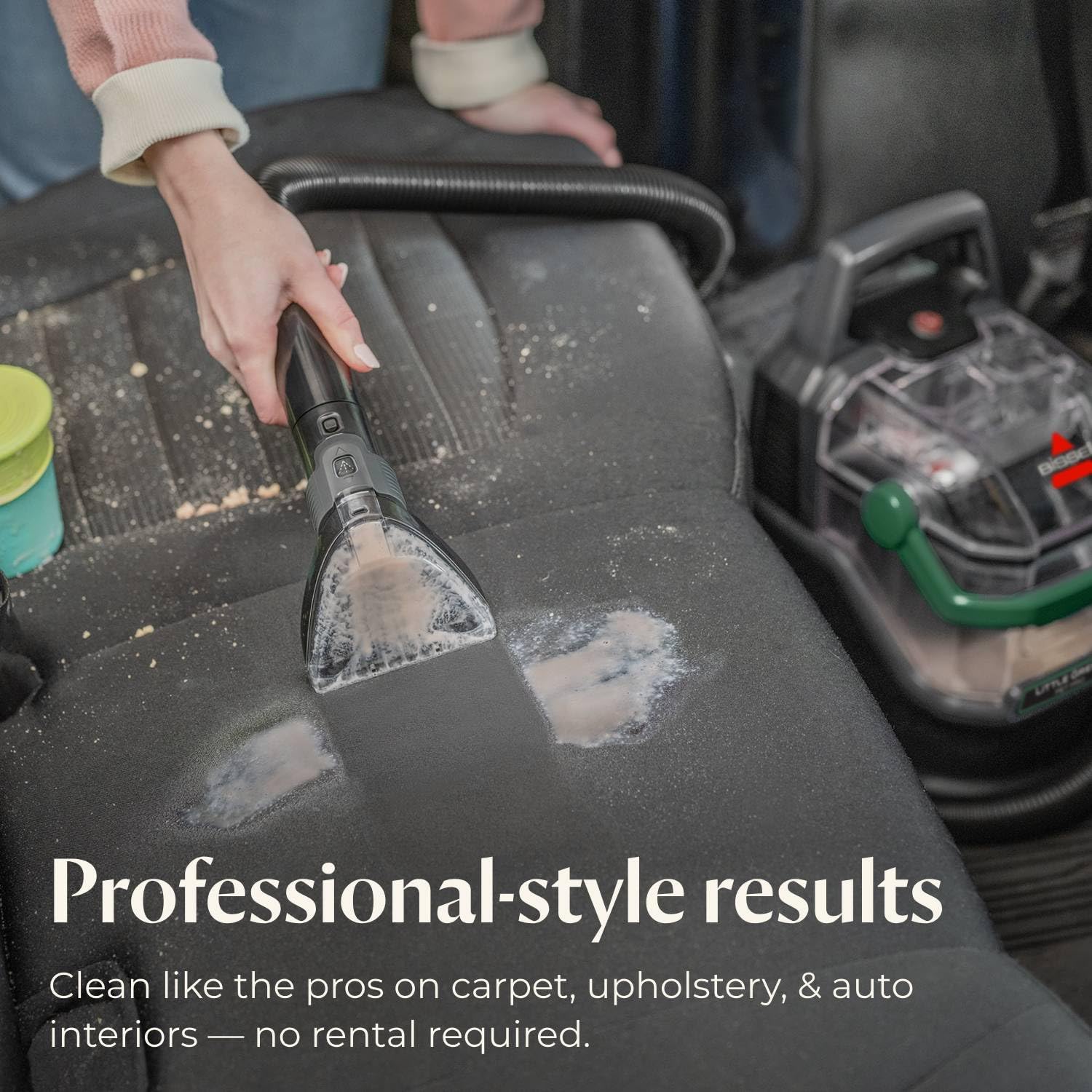 Bissell Pet Pro using Oxy spot formula for stubborn stains.