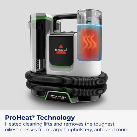 Bissell Little Green ProHeat Pet self-cleaning stain tool tackling tough spills