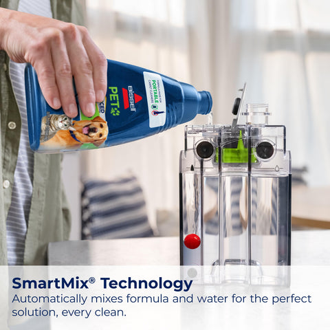 Bissell Little Green ProHeat SmartMix dual-tank system keeps dirty water separate.