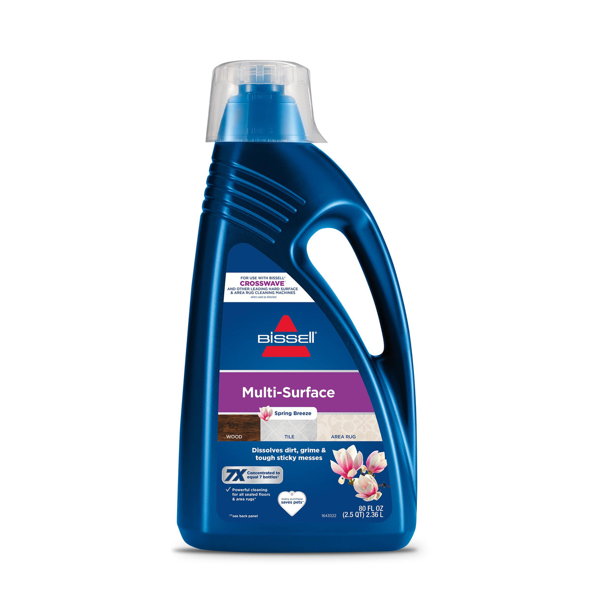 Bissell Multi-Surface Solution bottle ready for use, dissolving dirt.