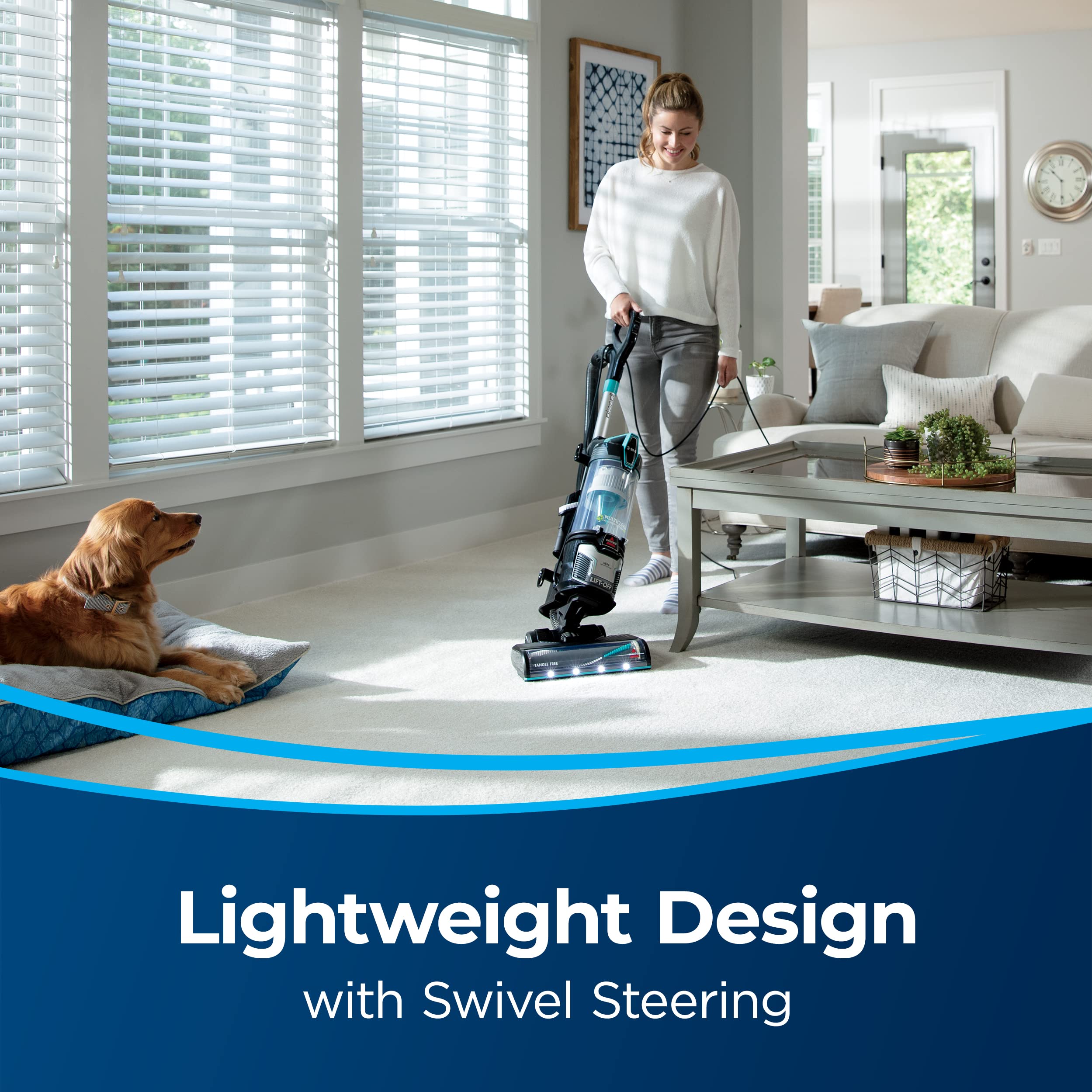 BISSELL Lightweight design makes maneuvering around furniture easier.