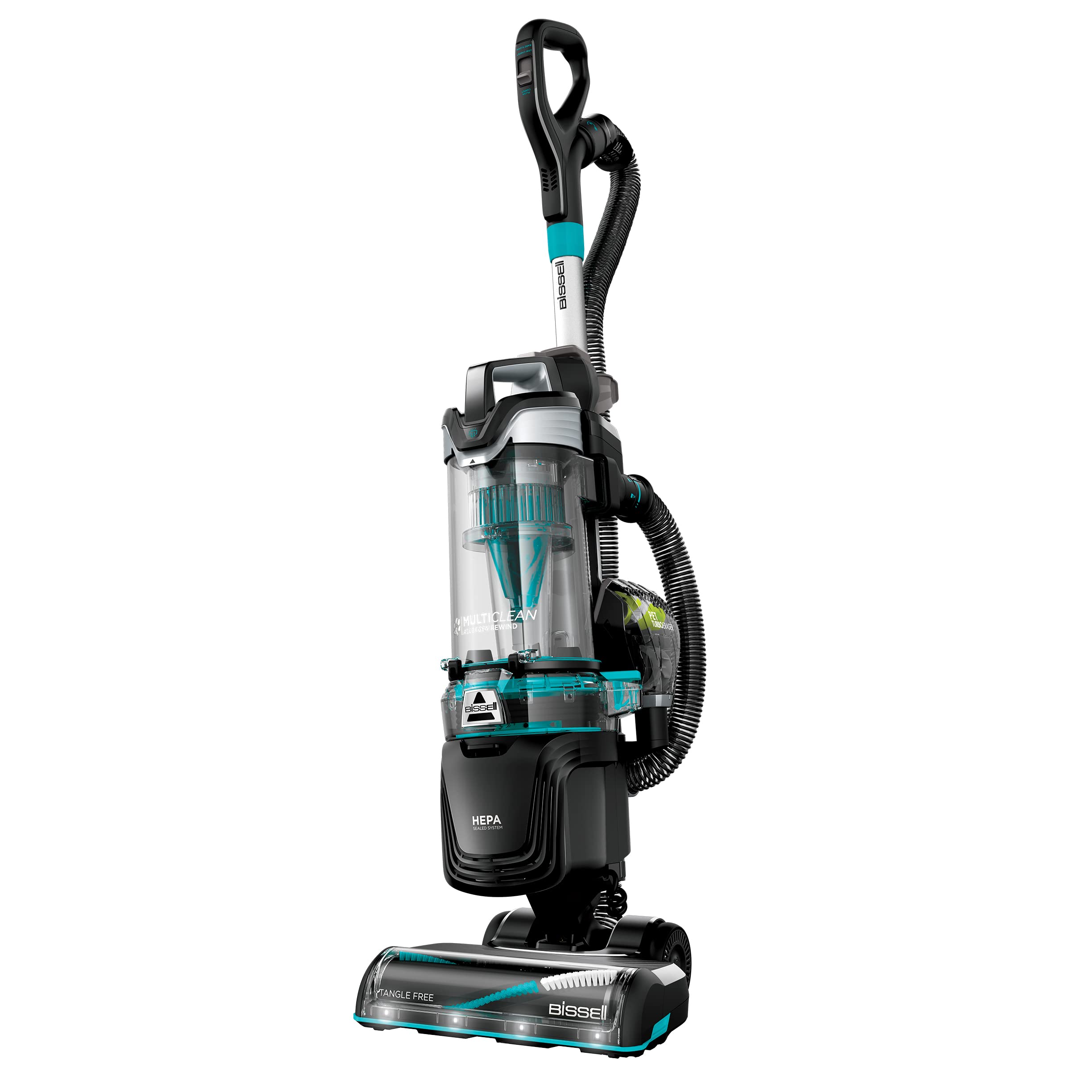 Bissell MultiClean Allergen Pet Rewind front view showing compact design for easy maneuvering