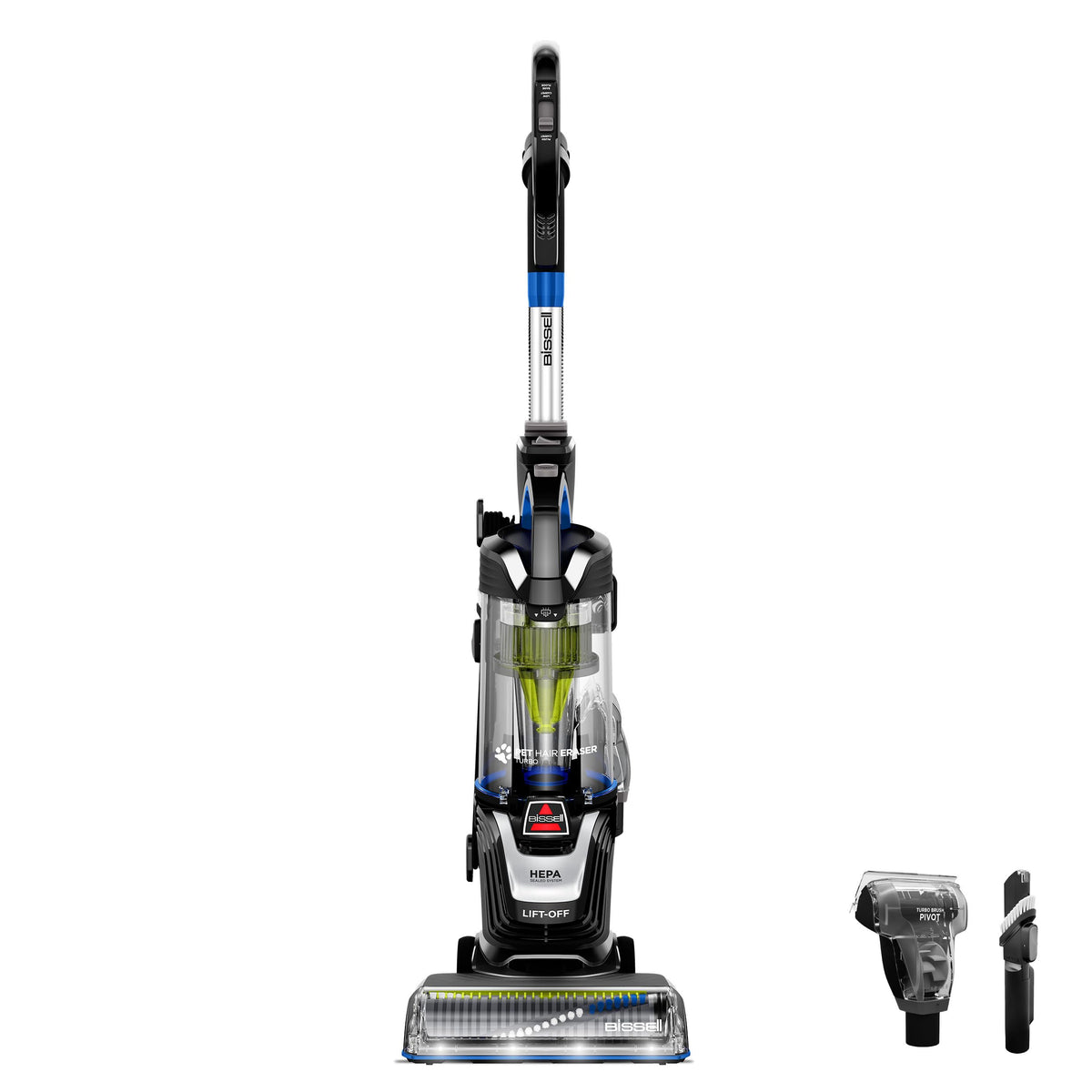 Bissell Pet Hair Eraser Turbo Lift-Off vacuum in upright mode with detachable pod for stairs