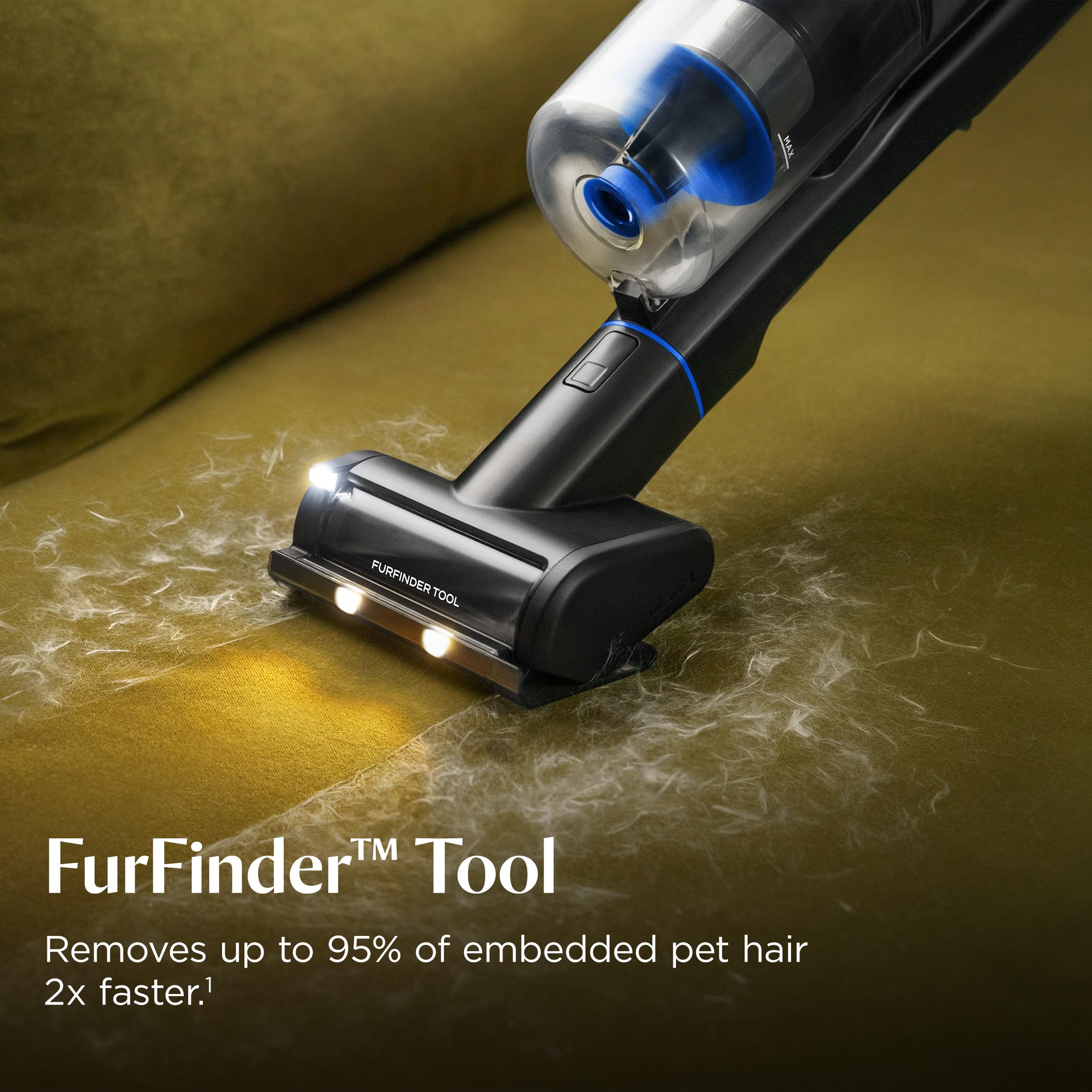 Bissell PowerClean captures embedded pet hair from furniture surfaces