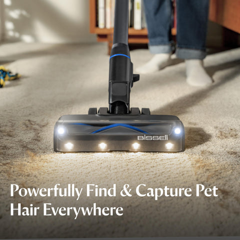 Bissell PowerClean FurFinder Upholstery Tool targets embedded fur on furniture.