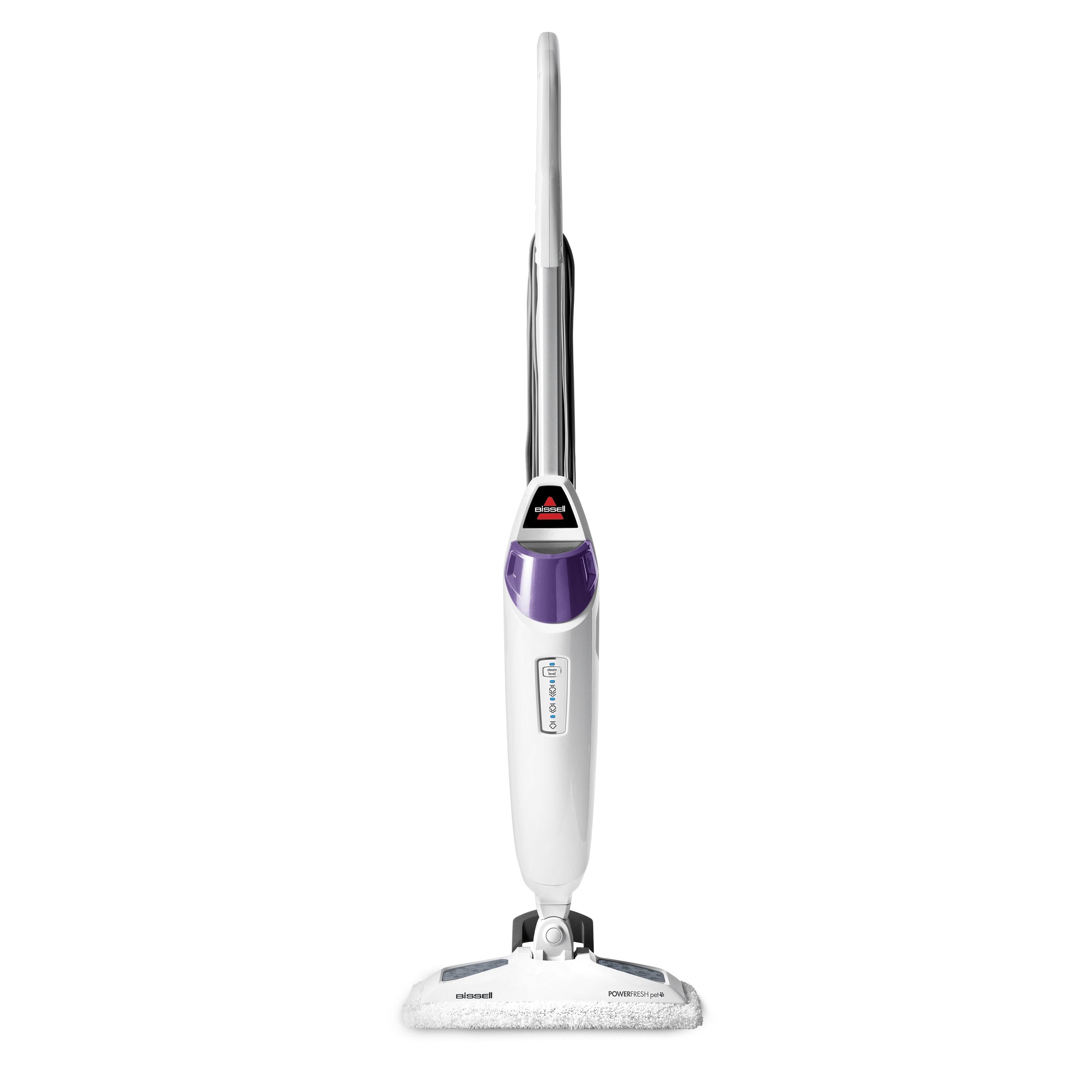 BISSELL PowerFresh Pet Steam Mop in use sanitizing sealed floors with steam