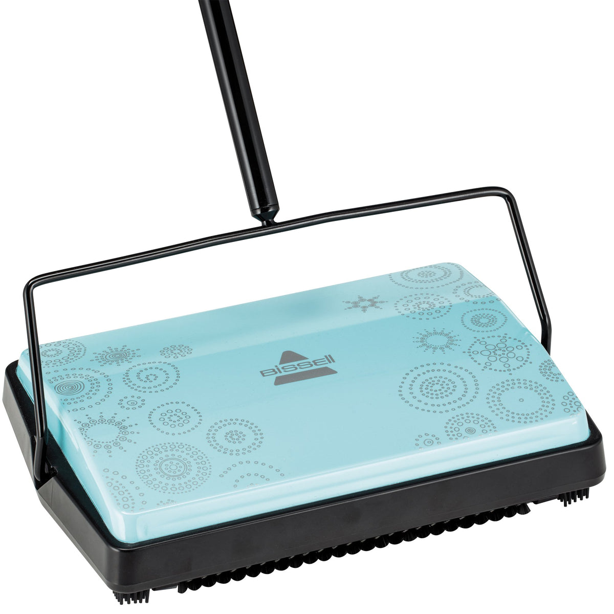 Bissell Refresh Pirouette blue manual sweeper front view for quick spot cleaning.