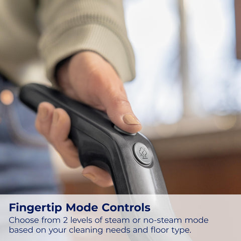 Bissell SpinWave SmartSteam dual rotating pads scrub tough messes on sealed floors.