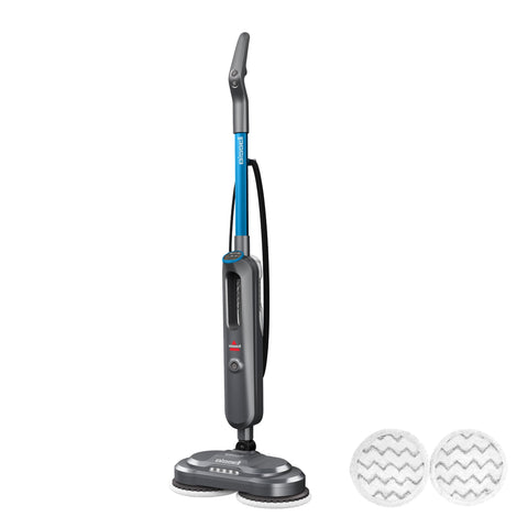 Bissell SpinWave SmartSteam with LED headlights illuminates floors for precise cleaning.