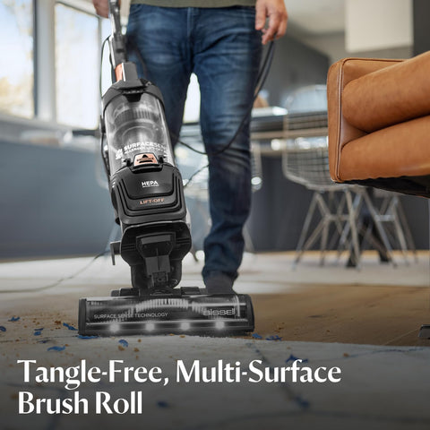Bissell SurfaceSense HEPA sealed allergen system traps dust and allergens inside.