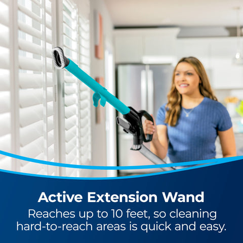 Bissell TurboBrush removes pet hair from stairs and upholstery.