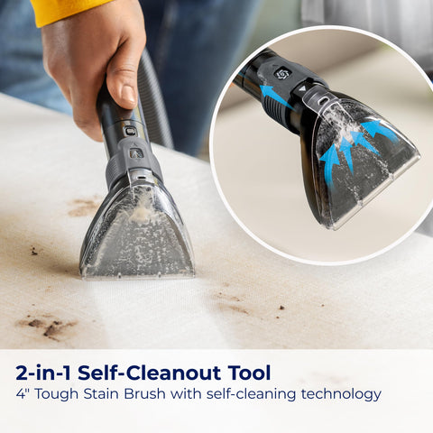 Bissell TurboClean PET Spraying Crevice Tool targets hard-to-reach spills and stains.