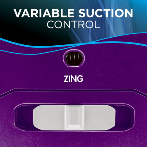 Bissell Zing bagged canister vacuum purple tools and wand for hard-to-reach areas.