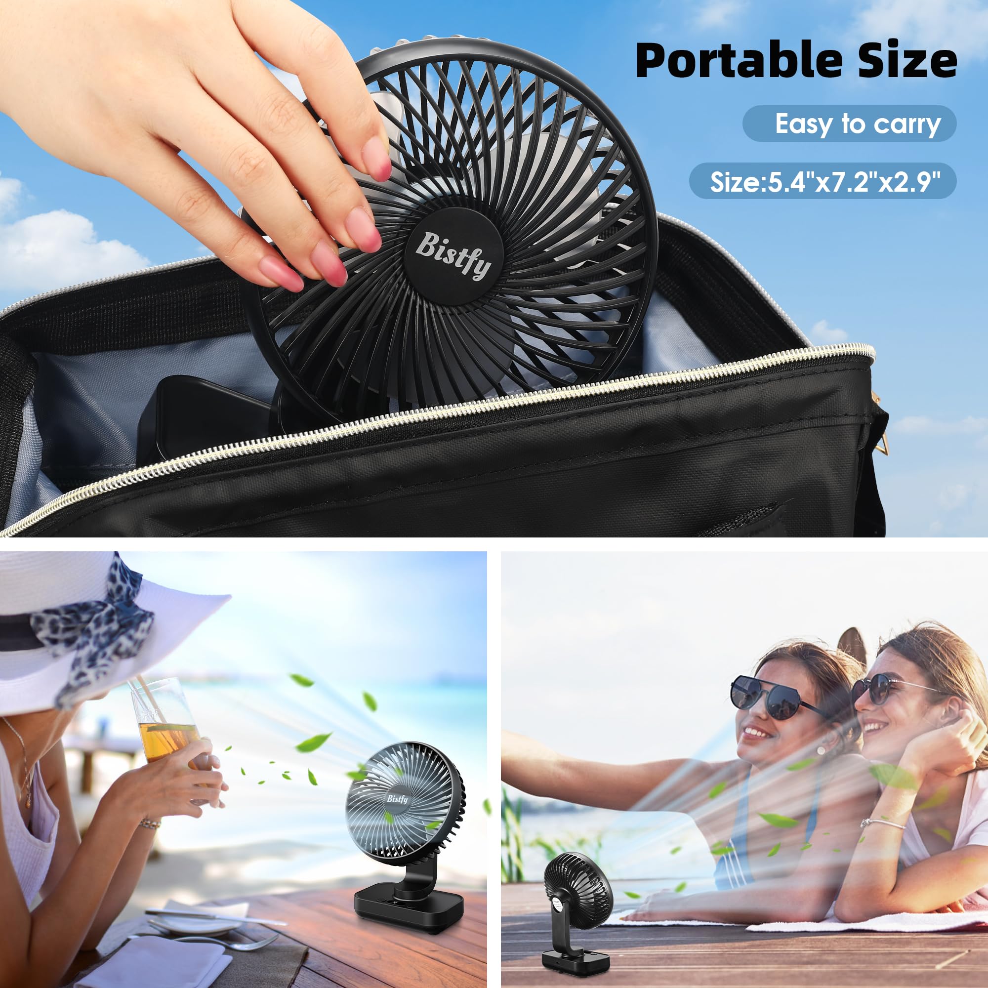 Bistfy Desk Fan 5.5-inch ready to use with plug-in or battery power