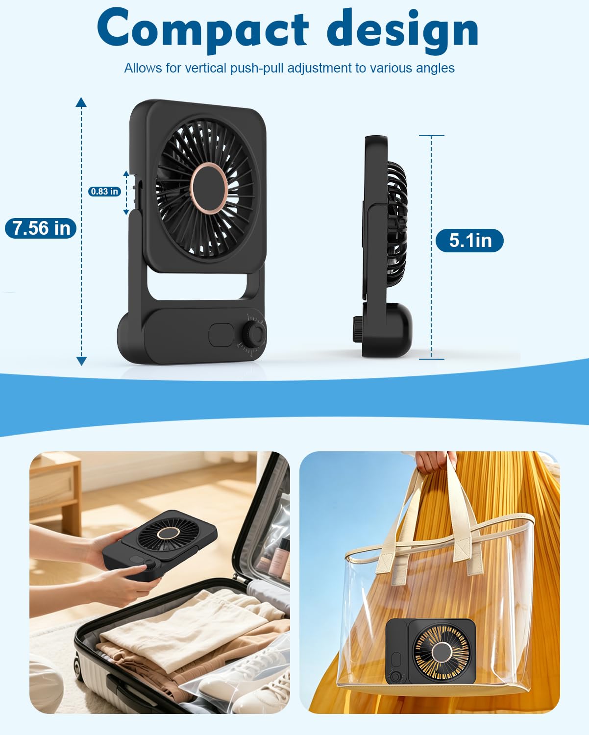 Biswitif magnetic cruise desk mini fan 150-degree adjustment for personalized airflow.