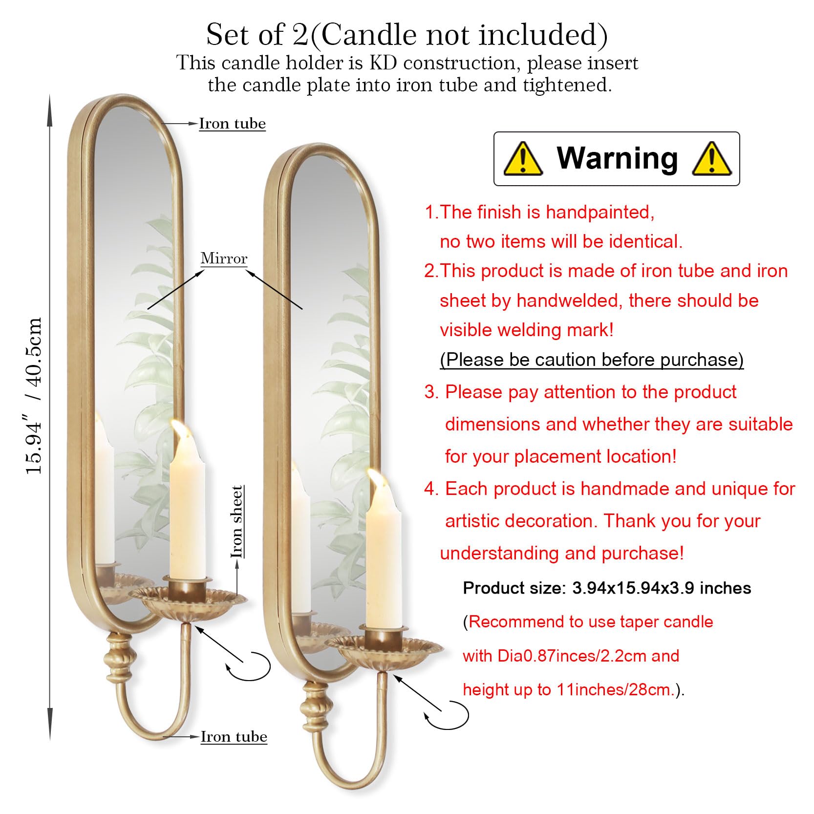 BITALYE durable iron candle sconce ideal for living rooms and halls
