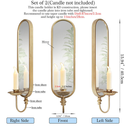 BITALYE mirror and candle sconce with soft candlelight effect