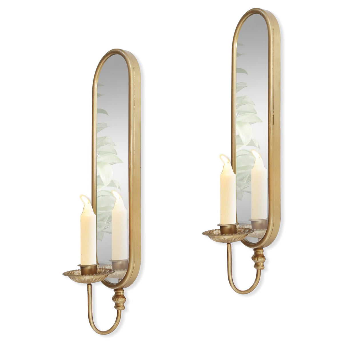 BITALYE vintage gold iron candle sconce with mirror set for warm ambient lighting