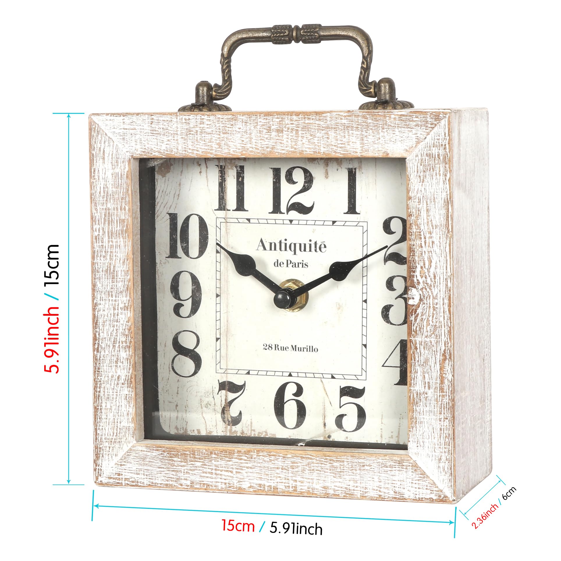 BITALYE wooden table clock side view showing wood grain