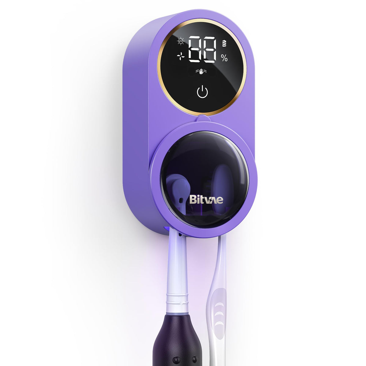 Bitvae toothbrush cleaner with UV sensor front view for quick, hygienic cleaning.