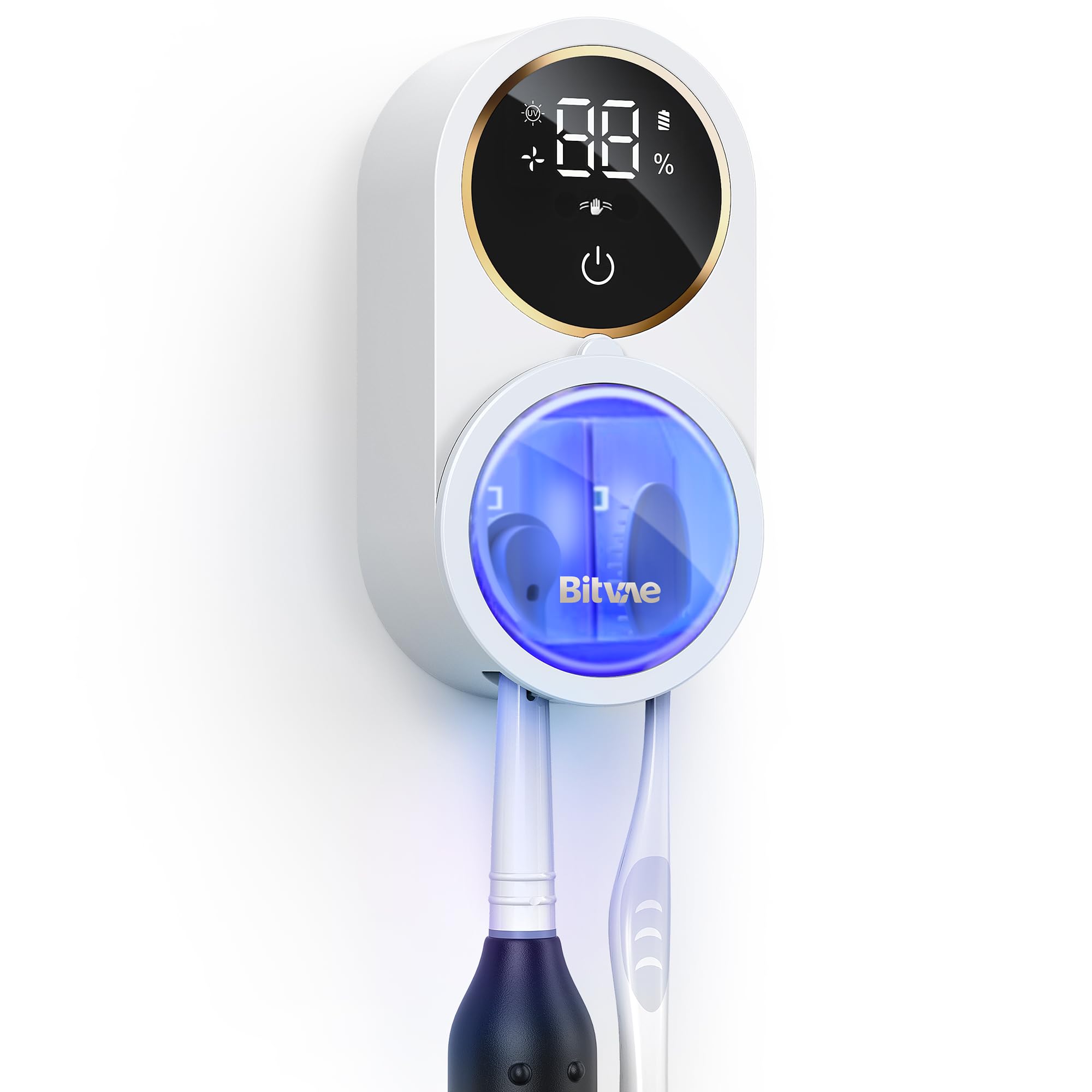 Bitvae toothbrush cleaner wall-mount LED display shows mode and status at a glance.