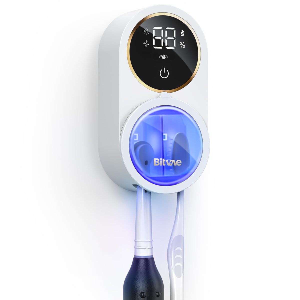 Bitvae toothbrush cleaner wall-mount LED display shows mode and status at a glance.