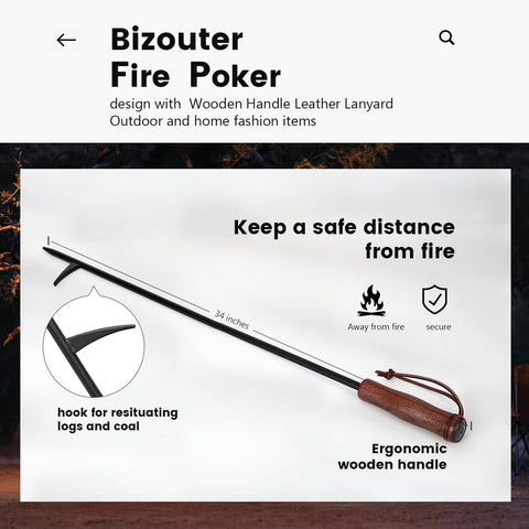 BIZOUTER backyard-campfire-poker ideal for raking coals and turning logs.