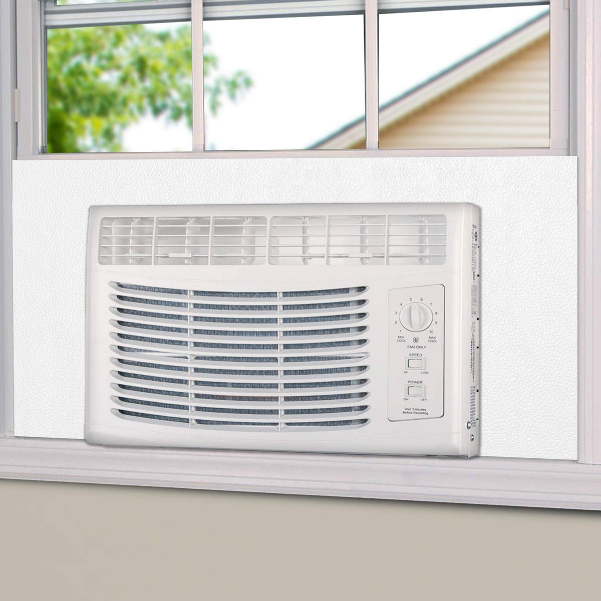 BJADE'S window AC side insulation panel full surround seals drafts and improves comfort