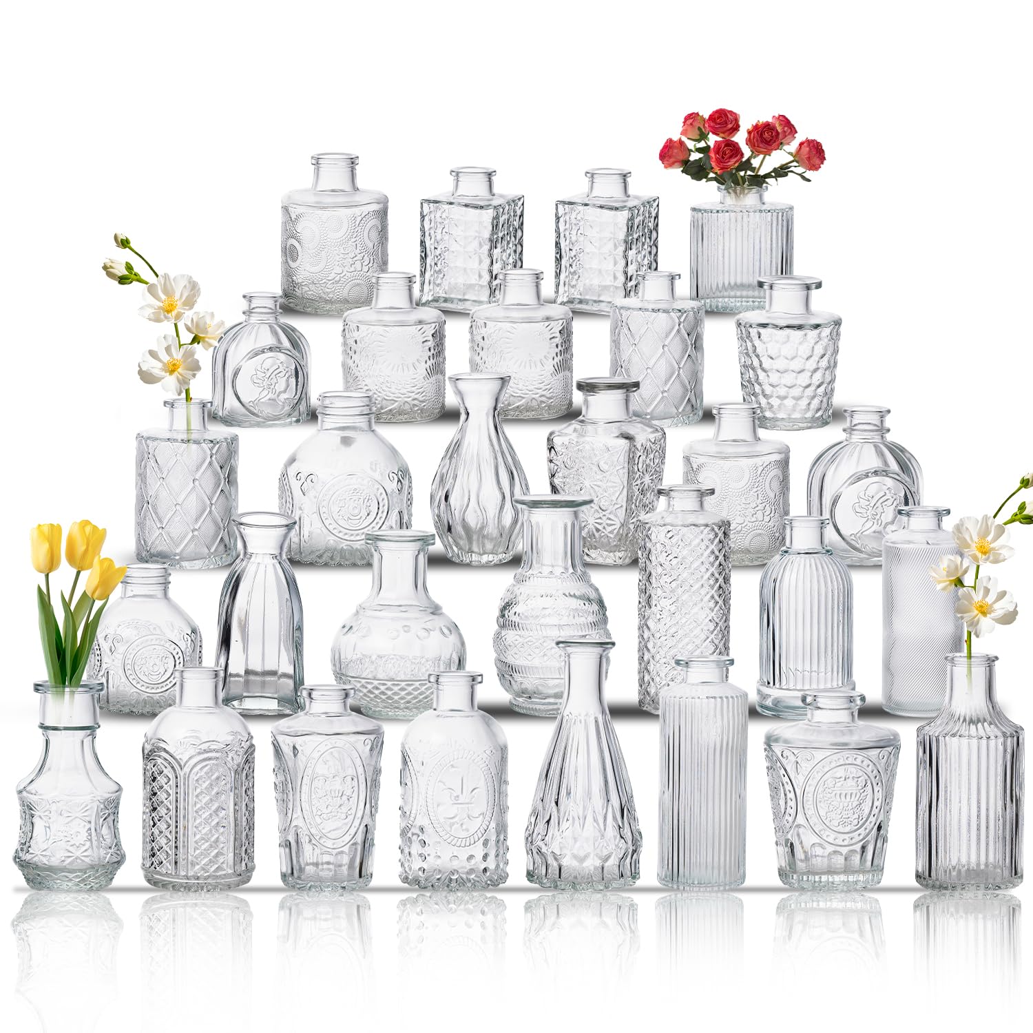 BJONKZ Glass Bud Vase Set 30 for versatile small centerpieces and arrangements