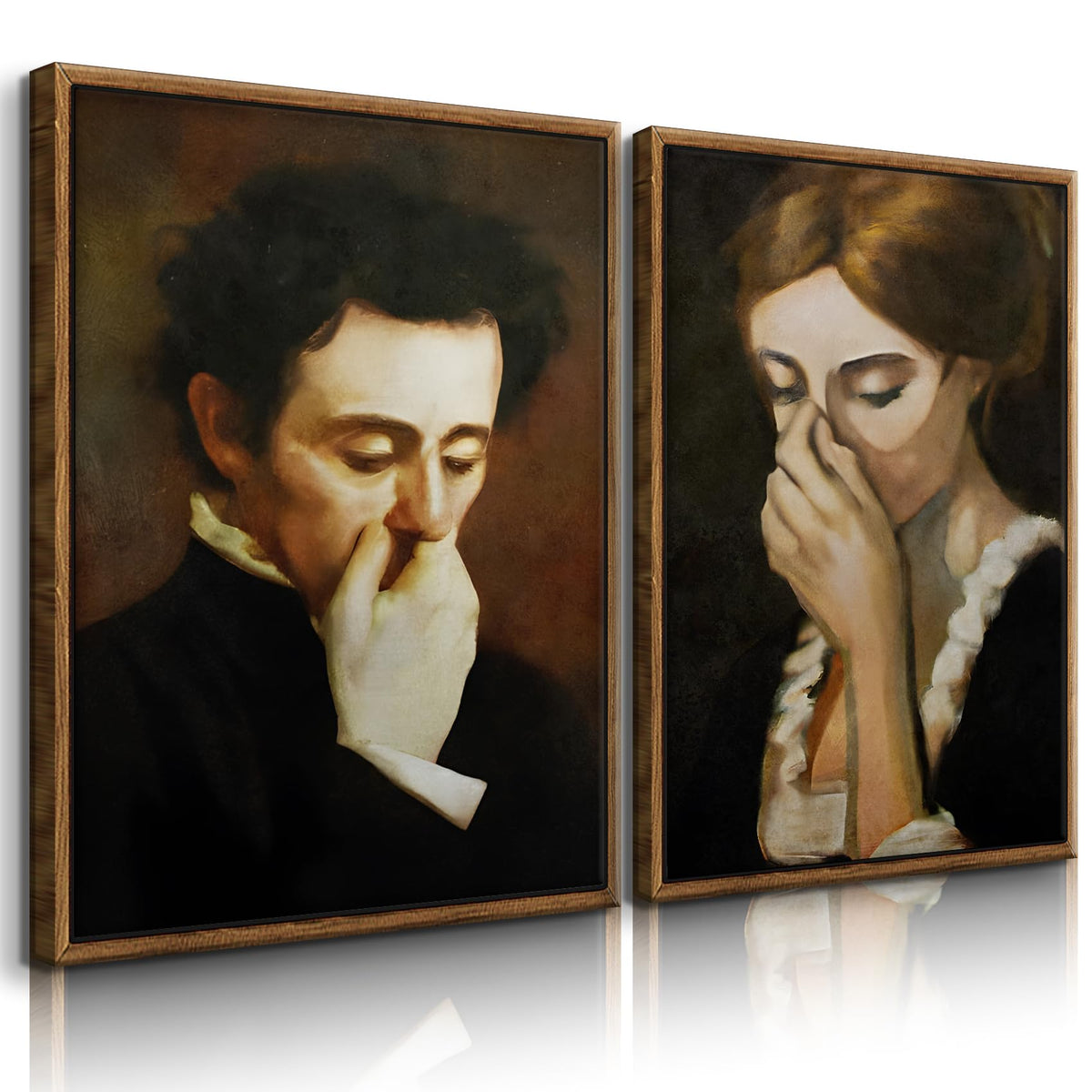 BJVJKSU framed bathroom canvas featuring a nose-pinching woman adds whimsy to your bathroom.