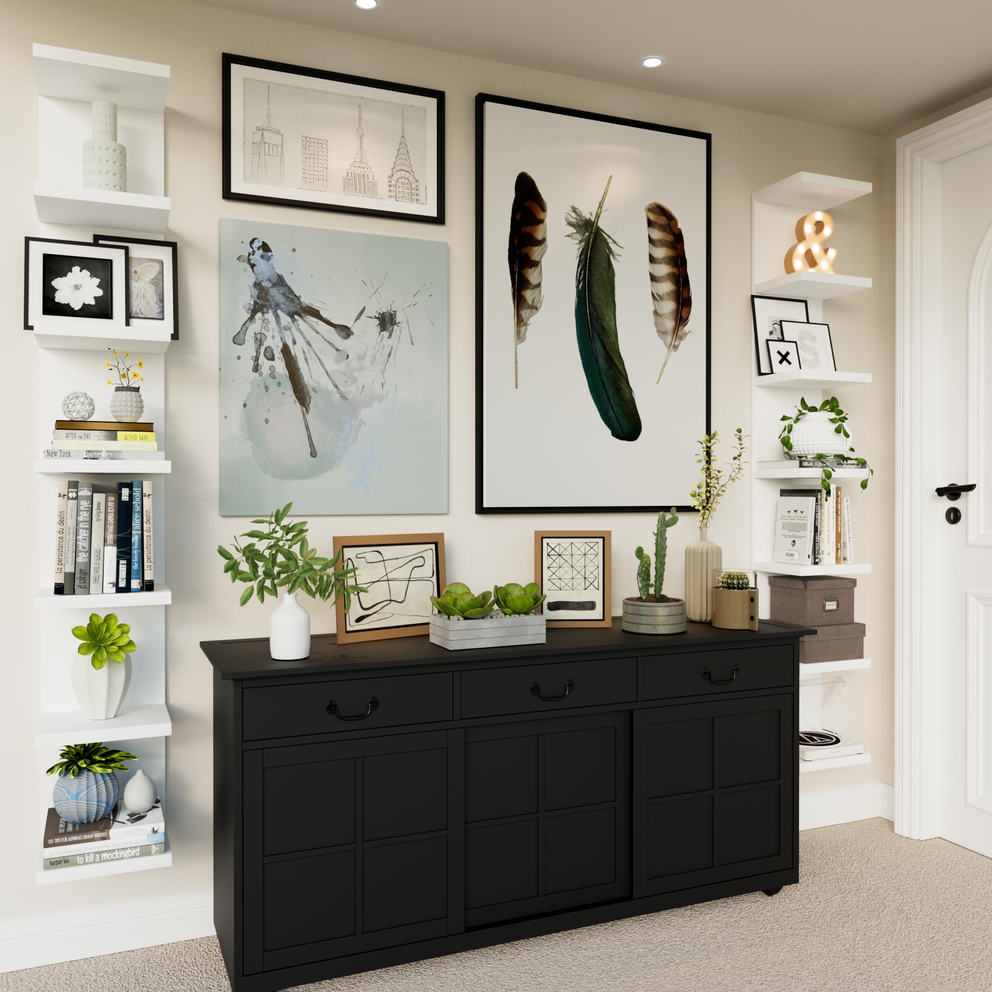 Bkaleme hallway shelf brightens walls while keeping essentials within reach.