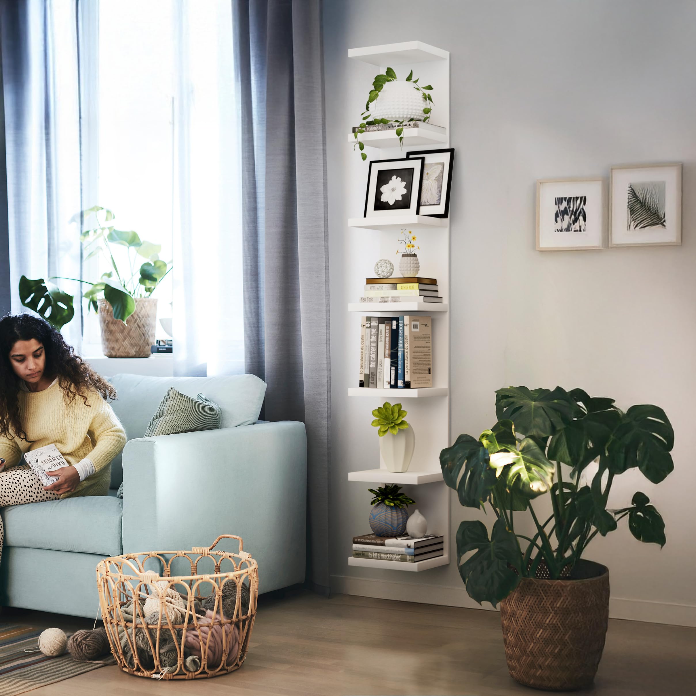 Bkaleme white unit saves floor space by storing shoes and accessories.