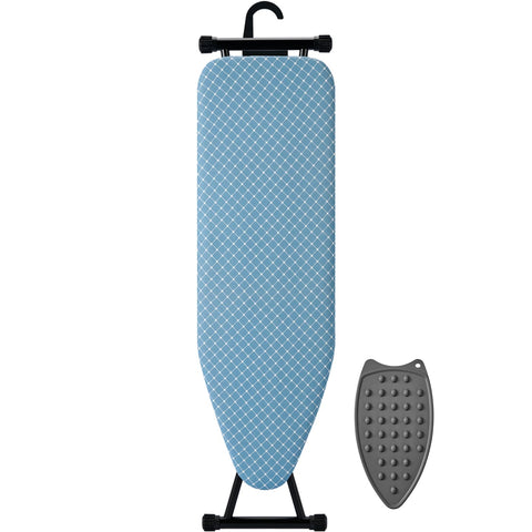BKTD compact ironing board with 13x43 inch surface for shirts and linens.