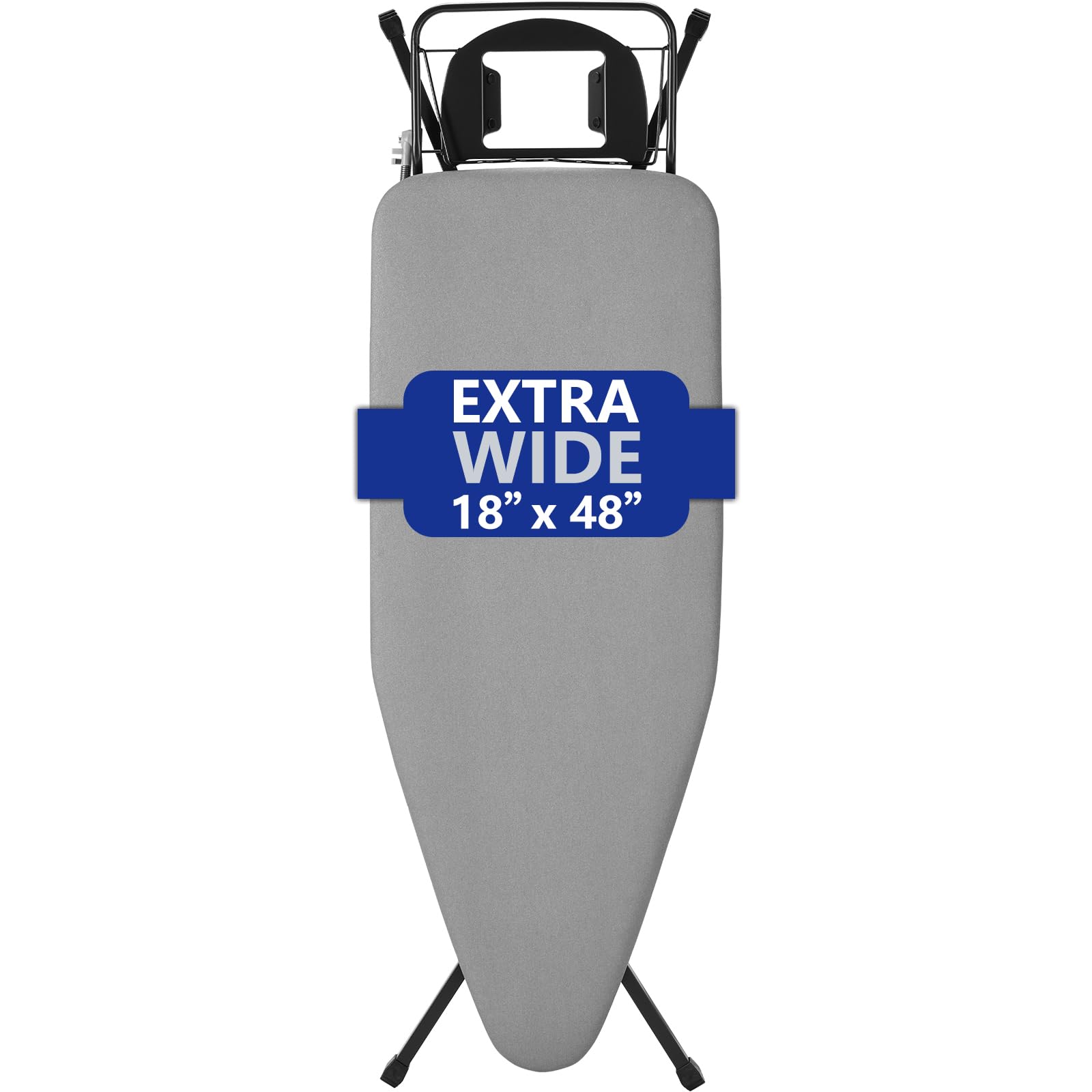 BKTD extra-wide ironing board with 48x18 inch surface for large garments