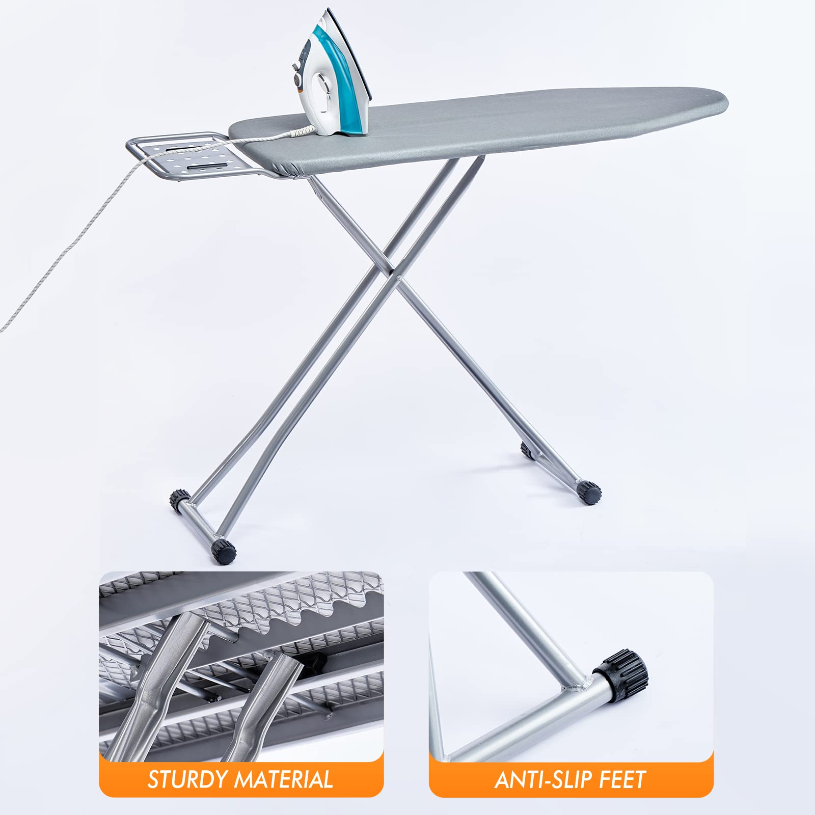 BKTD ironing board with non-slip legs stays steady while you press