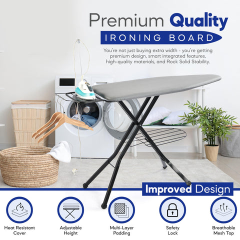 BKTD adjustable height with secure lock for comfortable ironing posture