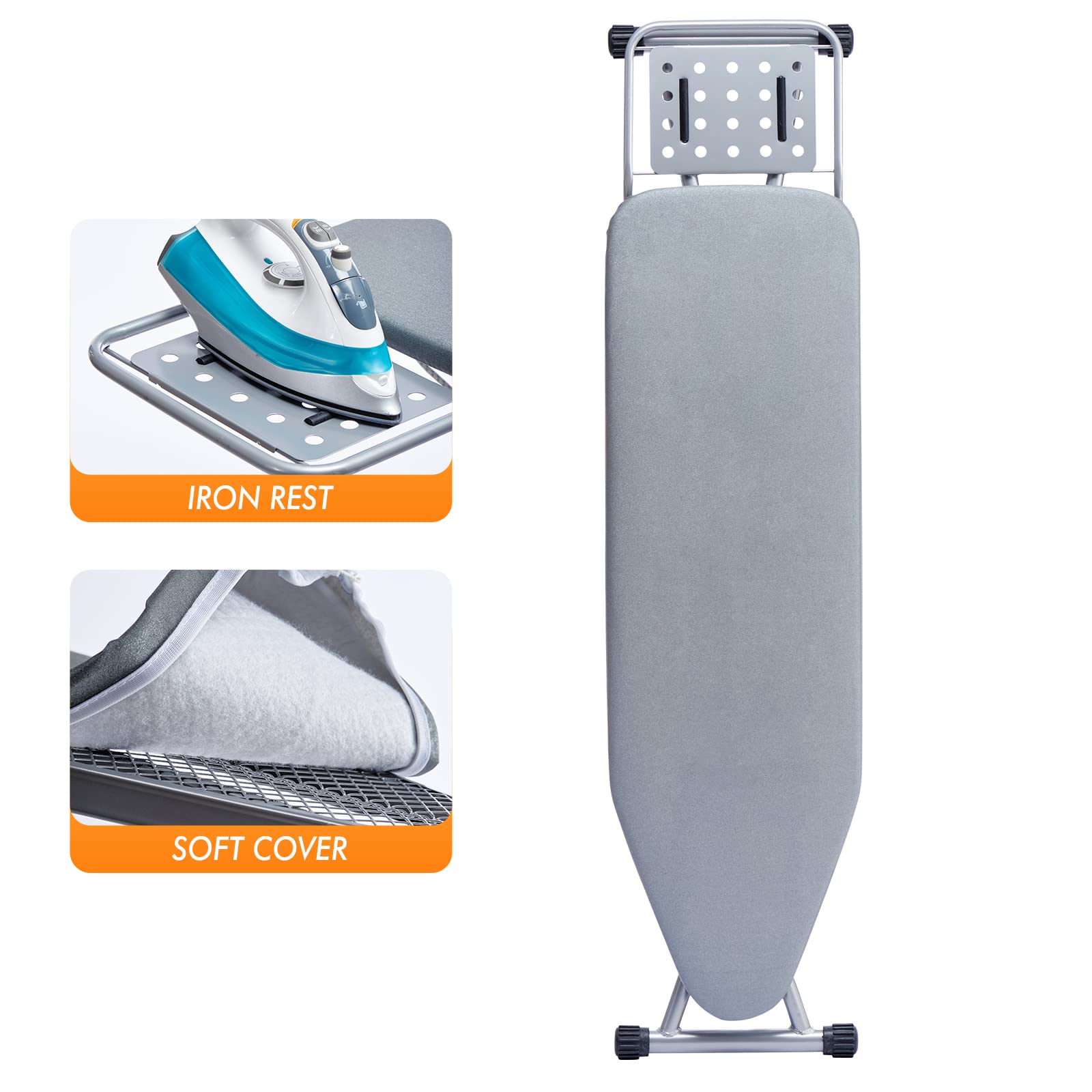 BKTD ironing board steam rest keeps the iron within easy reach during use