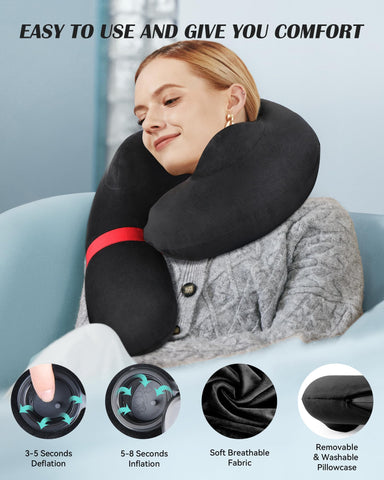 BLABOK airplane neck pillow 360° support side view for optimal rest