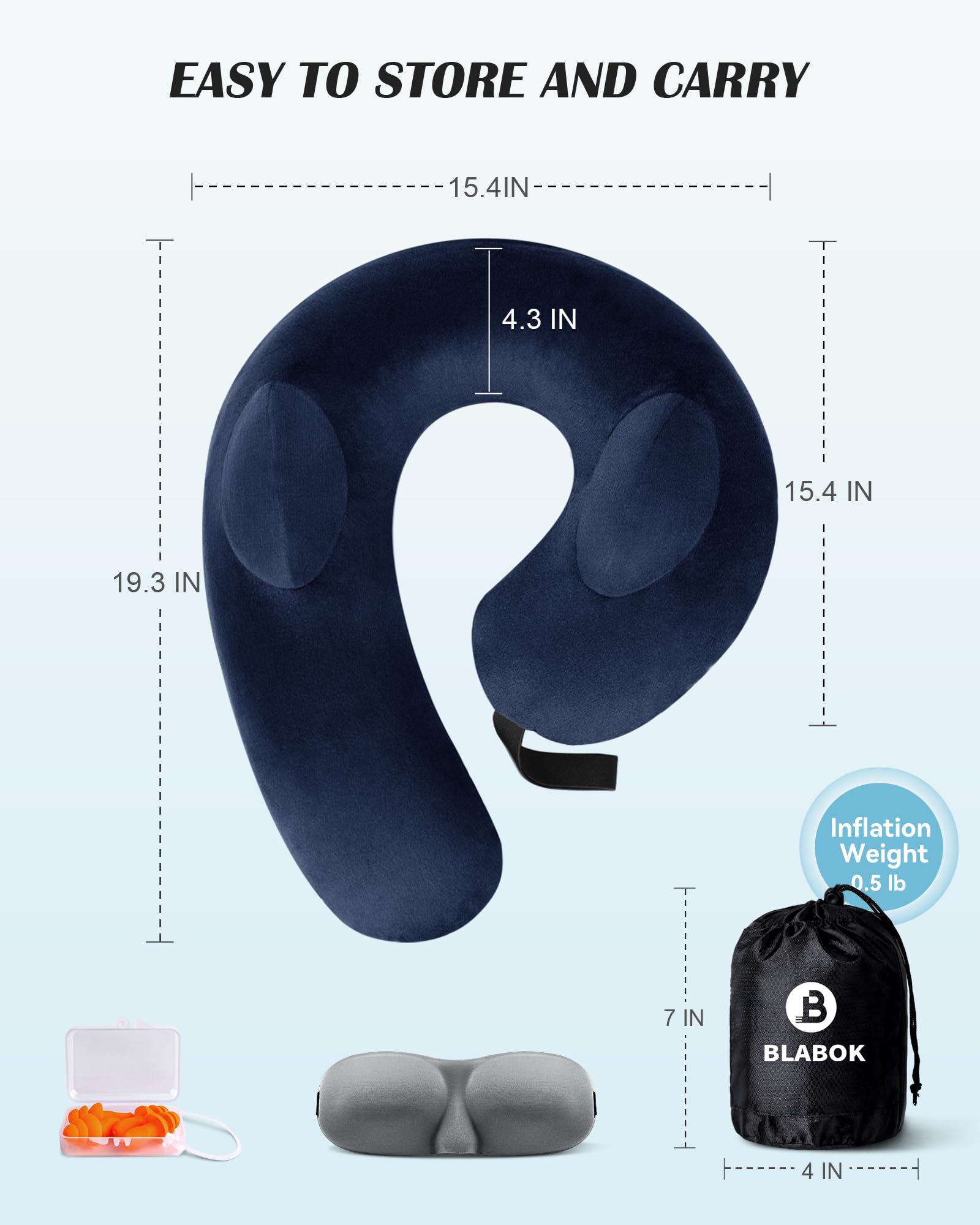 BLABOK pillow in airplane seat demonstrating 360° comfort on flights.
