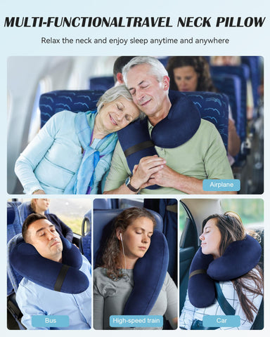 BLABOK deflated pillow tucked into compact travel bag for portability.