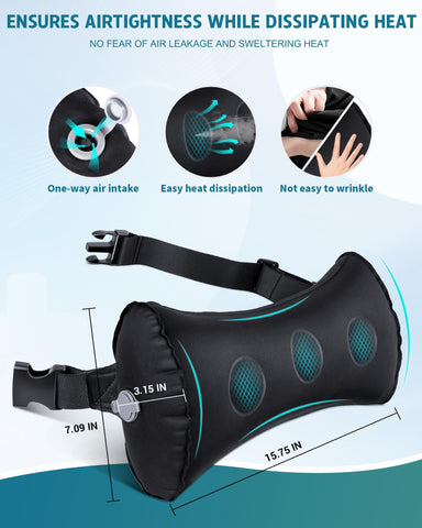 BLABOK inflatable lumbar pillow on an office chair back for comfortable seating