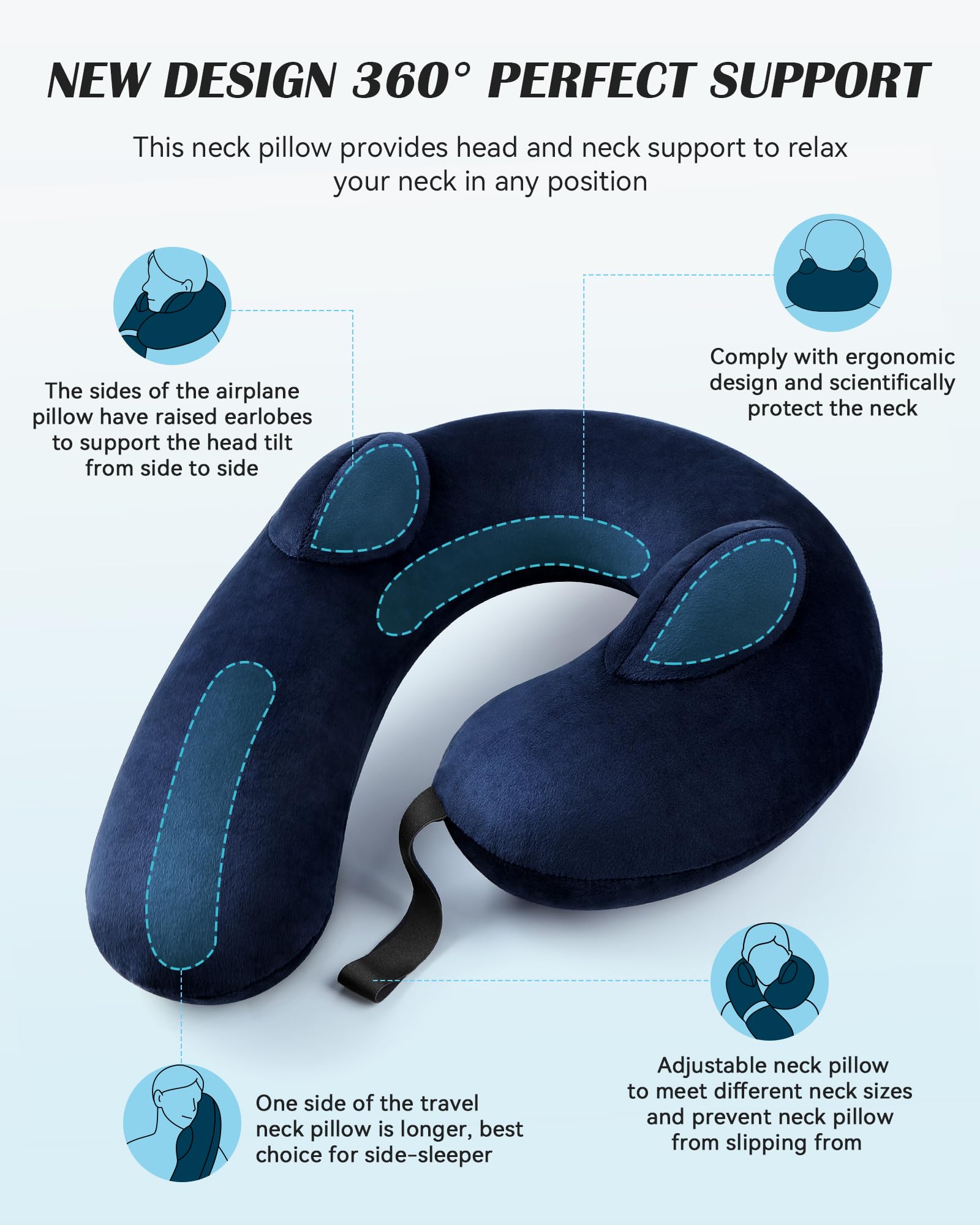 BLABOK inflatable neck pillow valve close-up showing easy inflation.