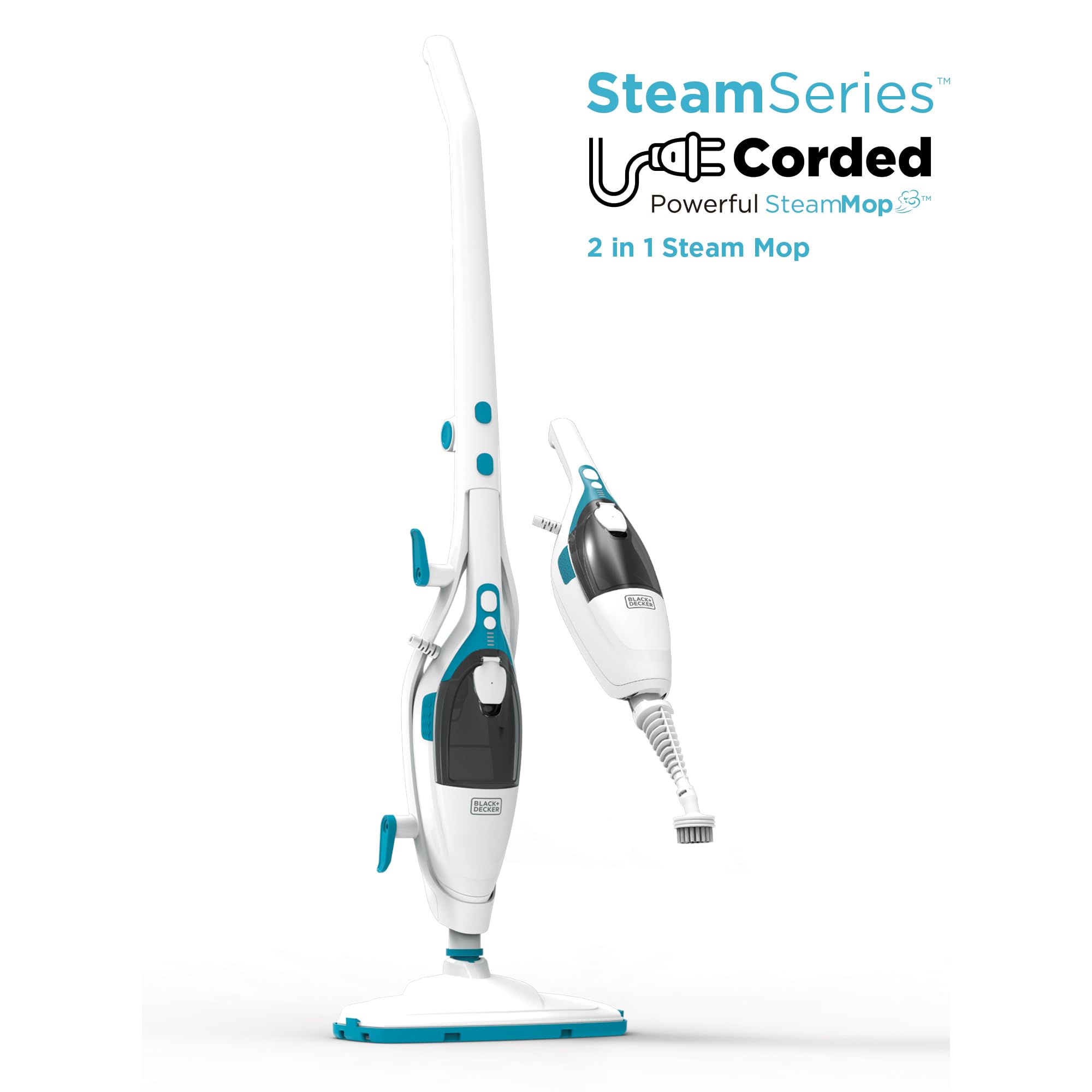 Black+Decker continuous steam for consistent cleaning.