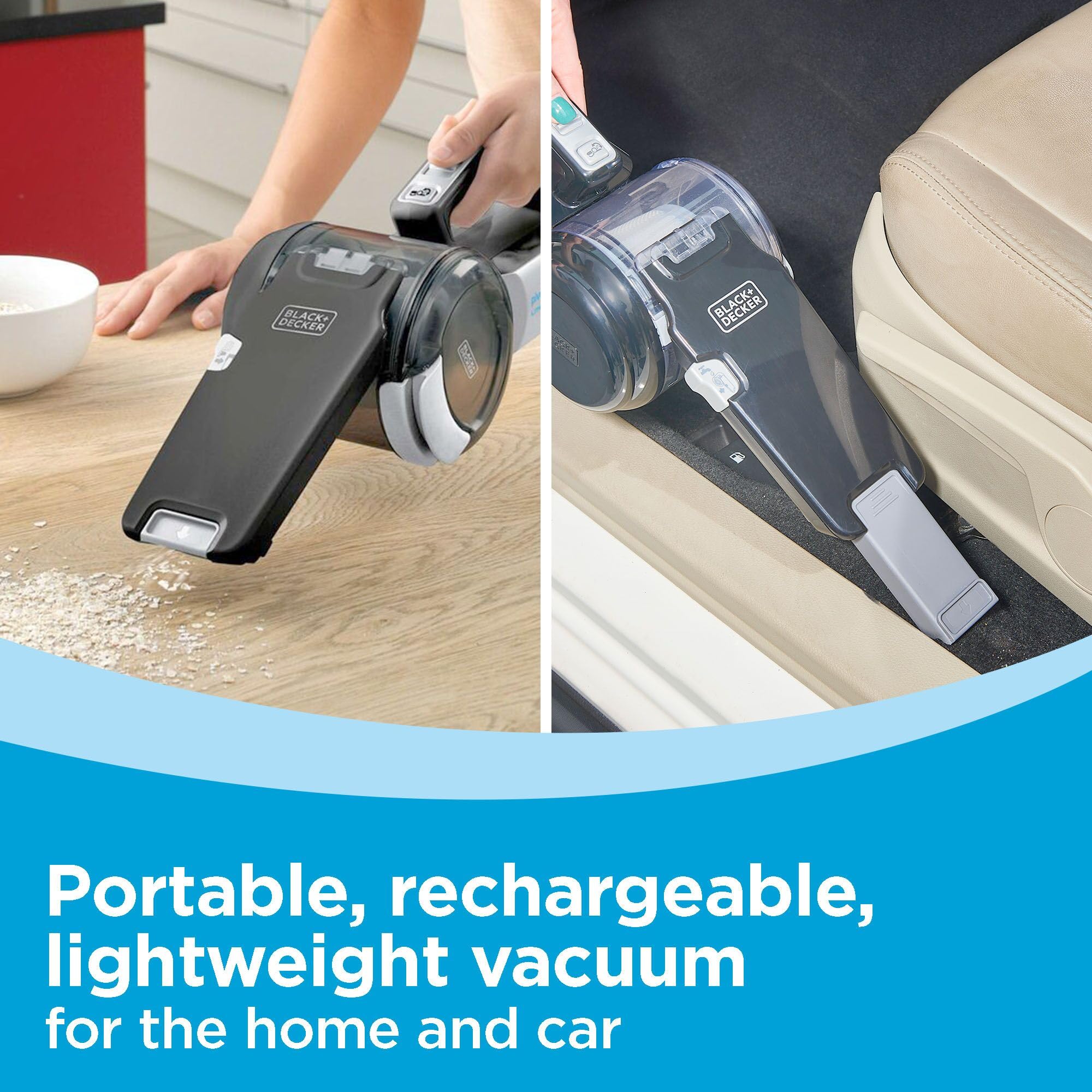 BLACK+DECKER extendable crevice tool reaches deep between seats and furniture.